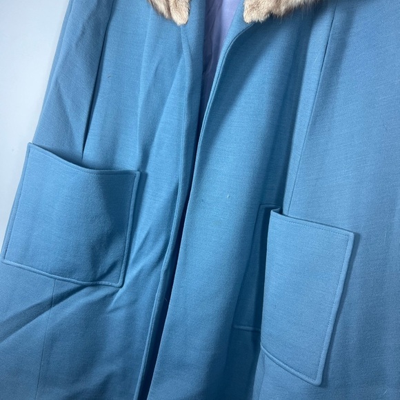 70s The American Way With Wool Vintage Fur Neck Cape Large - Picture 3 of 10